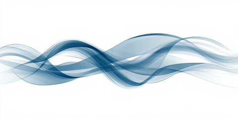 Poster - Abstract Blue Wave Pattern on White Background, Flowing Lines and Swirls with Dynamic Energy