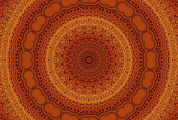 Poster - Abstract orange background with radial dotted pattern
