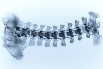 Poster - Detailed view of human spine illustrating vertebrae and pelvic structure in a medical context