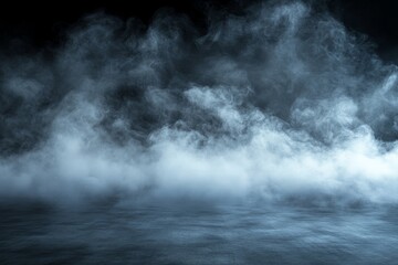 Poster - Mystical fog enveloping the ground in a dark setting enhances a mysterious atmosphere at night