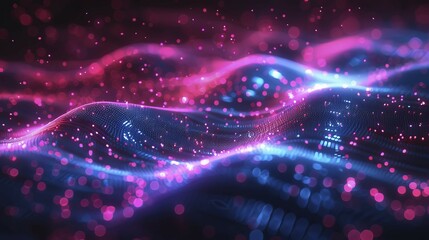 Poster - Dynamic waves of glowing neon particles creating a futuristic abstract energy flow, ai generated, AI generated