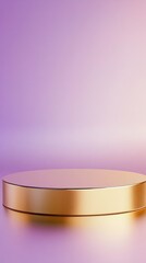 Poster - A stunning gold podium with geometric edges is set against a gentle purple gradient background, inviting viewers to imagine presentations or award ceremonies