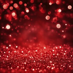 Poster - Blurry red and white bokeh lights creating a glittering, festive atmosphere with a sparkling surface, AI generated