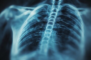 Poster - Detailed view of human spinal column revealing vertebrae structure and alignment in a medical scan