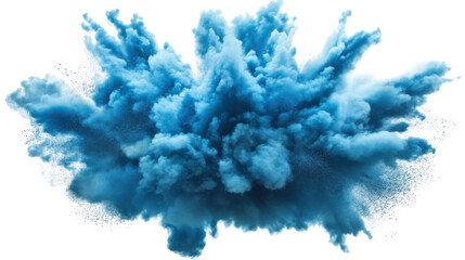 Poster - blue powder explosion creating a vivid cloud on transparent background. transparent background