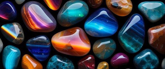 a stunning array of polished stones showcasing a dazzling spectrum of colors
