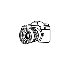 Minimal Camera Outline Isolated on White Background