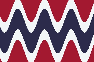 Poster - Red, white and blue wavy lines background