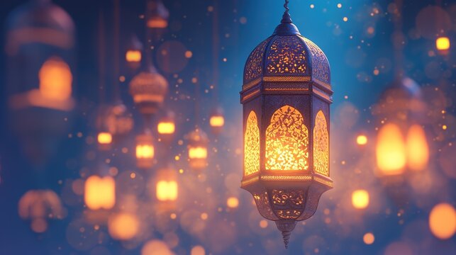 Islamic background Mosque Ramadan kareem background, Decorative lanterns with burning candles burning