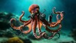 © สมเจตน์ หนูแก้ว - Giant octopus scientist conducting cross-boundary research in the deep ocean marine life underwater exploratory concept