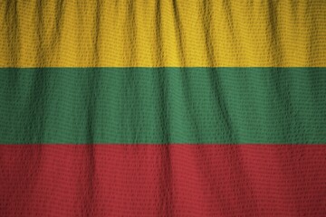 Poster - Closeup of Ruffled Lithuania Flag, Lithuania Flag Blowing in Wind