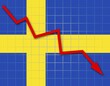 © Alexander Makarov/imageBROKER - The Swedish flag and arrow graph going down