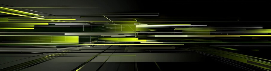 Poster - A modern geometric background with tech green stripes on an abstract grey grunge corporate header banner