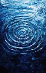 Poster - Tranquil blue water surface with gentle ripples creating mesmerizing circular patterns in a serene and calm aquatic environment