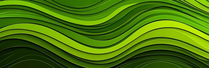 Poster - modern curvy waves in a dynamic horizontal banner with a palette of moderate, pastel, and tea green