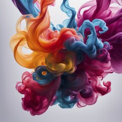 Poster - Flowing abstract swirls of vibrant blue, orange, red, and pink colors, AI generated