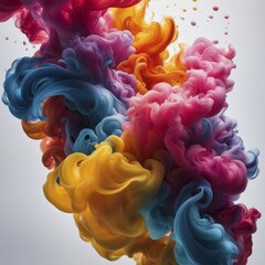 Poster - Vibrant swirling colored clouds blending together in a dynamic, abstract pattern, AI generated