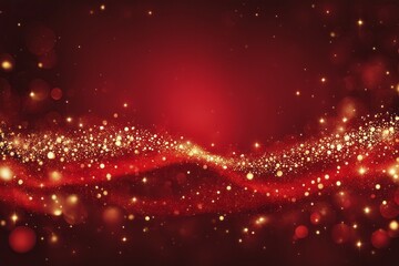 Poster - A red background with a wave of bokeh light sparkles, giving a festive and twinkling effect, AI generated