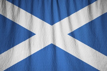 Poster - Closeup of Ruffled Scotland Flag, Scotland Flag Blowing in Wind