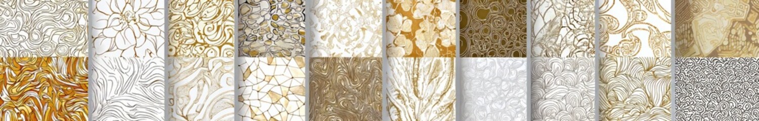 Poster - A collection of seamless geometric ornamental modern patterns. Featuring grid backgrounds with an oriental flair
