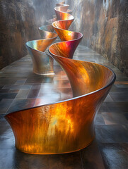 Wall Mural - Colorful glass sculptures in a stone hallway; interior design