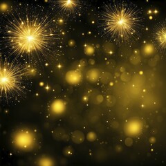 Poster - Golden fireworks and sparkles illuminate a dark background, evoking a celebratory and magical feeling, AI generated