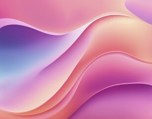 Poster - Smooth gradient abstract art with flowing curves in pastel pink, purple, and orange tones, AI generated