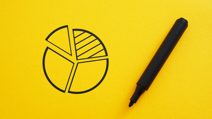 Poster - Pie chart as symbol of Market share or Marketing and niche market share. Statistics and financial analysis