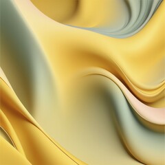 Poster - Smooth pastel yellow and green curves and waves in an abstract form, AI generated