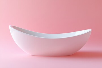 Poster - Minimalist white bowl on soft pink background creates a serene and modern aesthetic for home decor and design enthusiasts