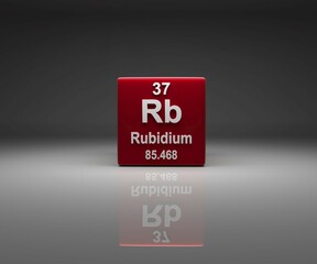 Poster - Cube with Rubidium number 37 periodic table, 3d rendering