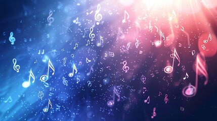 Canvas Print - musical notes in a sparkling, colorful galaxy.