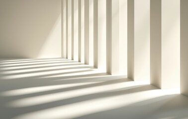 Poster - Blank beige product display backdrop template featuring lights and shadows