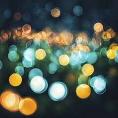 Poster - Abstract night shot with various colored bokeh lights creating a vibrant atmosphere, AI generated