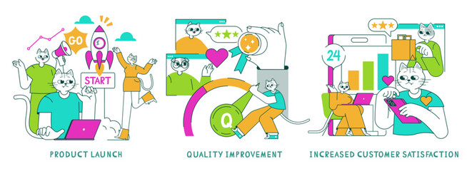 Poster - Customer Satisfaction. Flat Vector Illustration