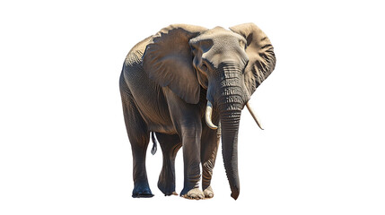 Wall Mural - Elephant standing gracefully, showcasing its majestic presence, isolated on a white background.