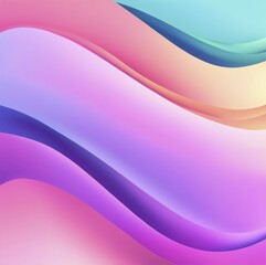 Poster - Abstract image with smooth, flowing waves in a vivid gradient of pink, blue, purple, and teal, AI generated