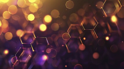 Poster - Warm-hued abstract background with glowing hexagonal bokeh effect, ai generated, AI generated
