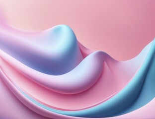 Poster - Abstract image with layers of pink and blue gradients forming smooth and wavy shapes, creating a soft and pastel atmosphere, AI generated