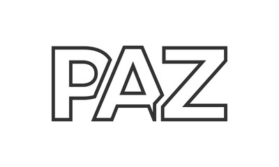 PAZ logo design template with strong and modern bold text. Initial based vector logotype featuring simple and minimal typography. Trendy company identity.