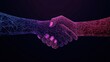© sunchai - A digital handshake symbolizing partnership and collaboration in a tech-driven world, illustrated with vibrant colors.
