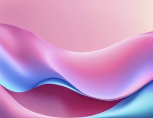 Poster - Abstract image with smooth and flowing pink and blue gradients forming wavy shapes, reflecting a soft and pastel atmosphere, AI generated