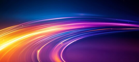 Poster - Abstract Scene with Flowing Light Tunnel, Purple, Blue, Orange and Pink Lines, Dynamic, Digital Art
