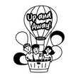 © Prosymbols - A glyph sticker of friends enjoying in air balloon