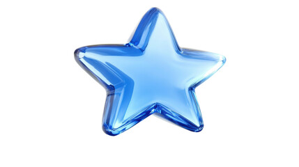 Poster - shiny blue glass star on transparent background. transparent background