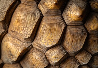 Poster - Close-Up View of a Detailed Tortoise Shell Texture Highlighting Natural Patterns and Unique Features in a Stunning Macro Photography Style