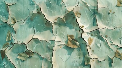 Poster - Cracked turquoise surface with intricate patterns resembling natural textures and colors