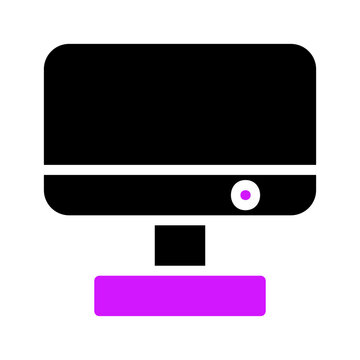 Black Computer Monitor with Purple Base and Power