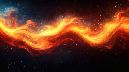 Fototapete - Dynamic flame effect with curling flames twisting and turning in vivid orange and yellow tones creating a sense of movement and heat in the illustration material