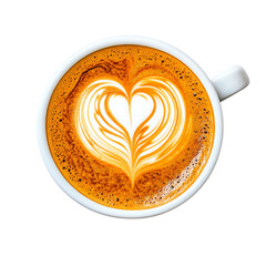 Aufkleber - An overhead close up shot of a cup of latte with heart shaped latte art.